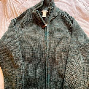 LL Bean Heavy Knit Zip Cardigan Sweater